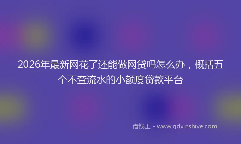 2026年最新网花了还能做网贷吗怎么办，概括五个不查流水的小额度贷款平台