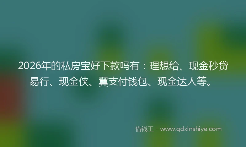 2026年的私房宝好下款吗有：理想给、现金秒贷易行、现金侠、翼支付钱包、现金达人等。