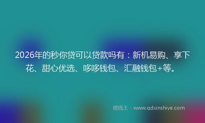 2026年的秒你贷可以贷款吗有：新机易购、享下花、甜心优选、哆哆钱包、汇融钱包+等。