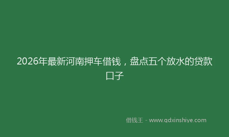 2026年最新河南押车借钱，盘点五个放水的贷款口子
