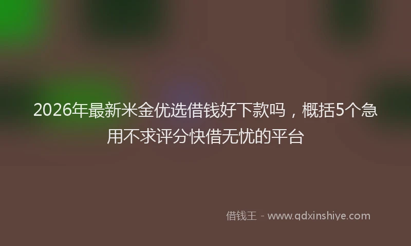 2026年最新米金优选借钱好下款吗，概括5个急用不求评分快借无忧的平台