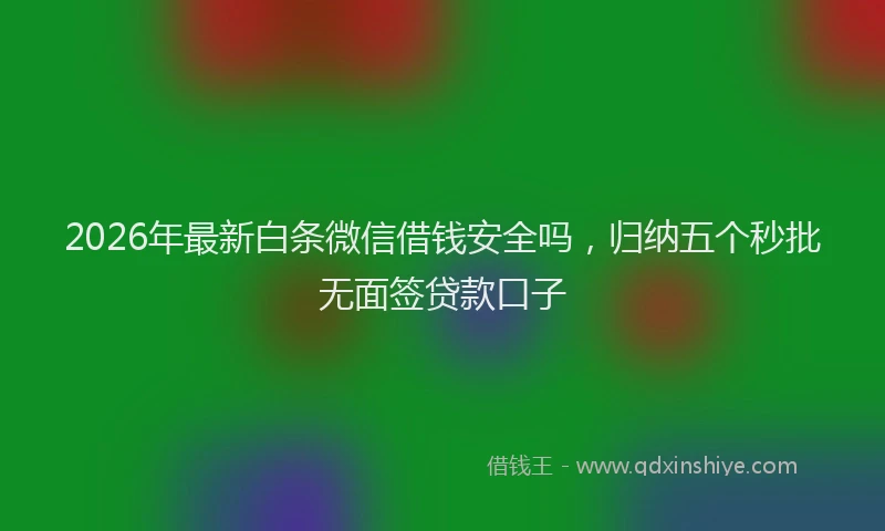 2026年最新白条微信借钱安全吗，归纳五个秒批无面签贷款口子