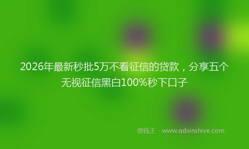 2026年最新秒批5万不看征信的贷款，分享五个无视征信黑白100%秒下口子
