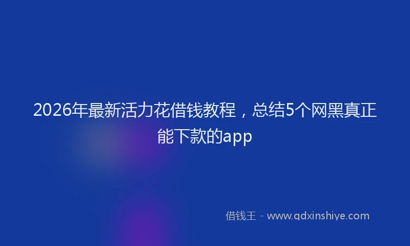 2026年最新活力花借钱教程，总结5个网黑真正能下款的app
