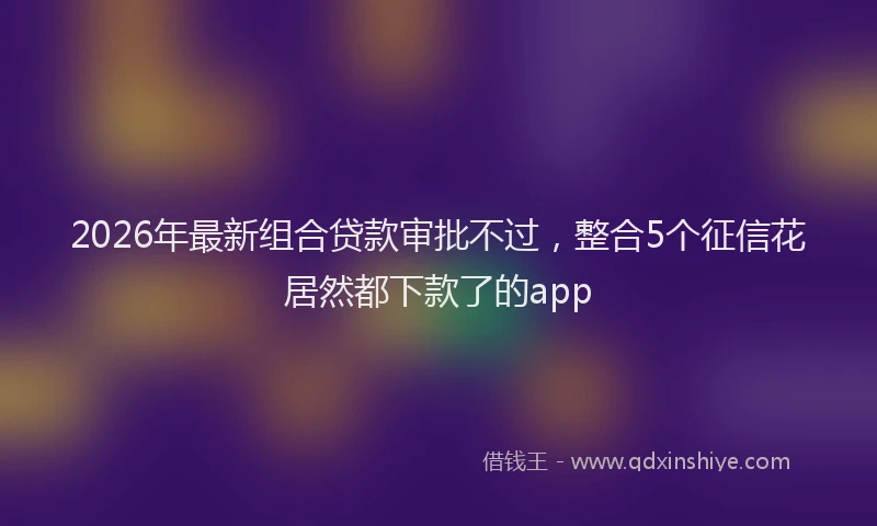 2026年最新组合贷款审批不过，整合5个征信花居然都下款了的app