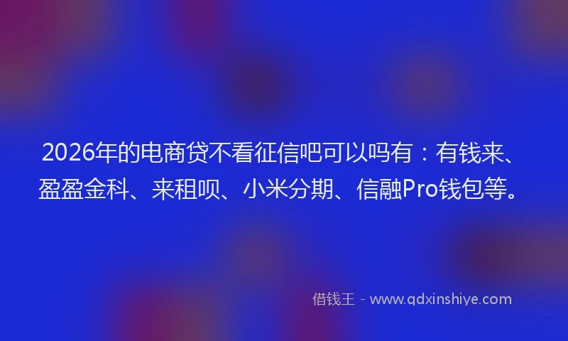 2026年的电商贷不看征信吧可以吗有：有钱来、盈盈金科、来租呗、小米分期、信融Pro钱包等。