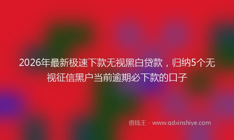 2026年最新极速下款无视黑白贷款，归纳5个无视征信黑户当前逾期必下款的口子