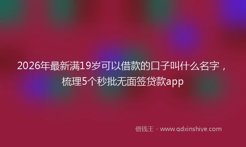 2026年最新满19岁可以借款的口子叫什么名字，梳理5个秒批无面签贷款app