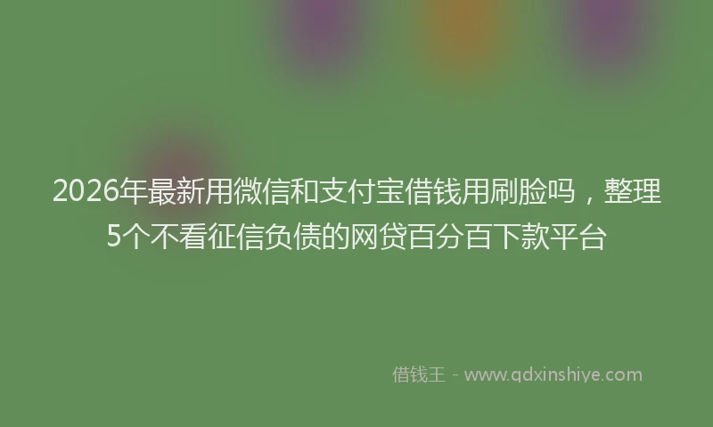 2026年最新用微信和支付宝借钱用刷脸吗，整理5个不看征信负债的网贷百分百下款平台
