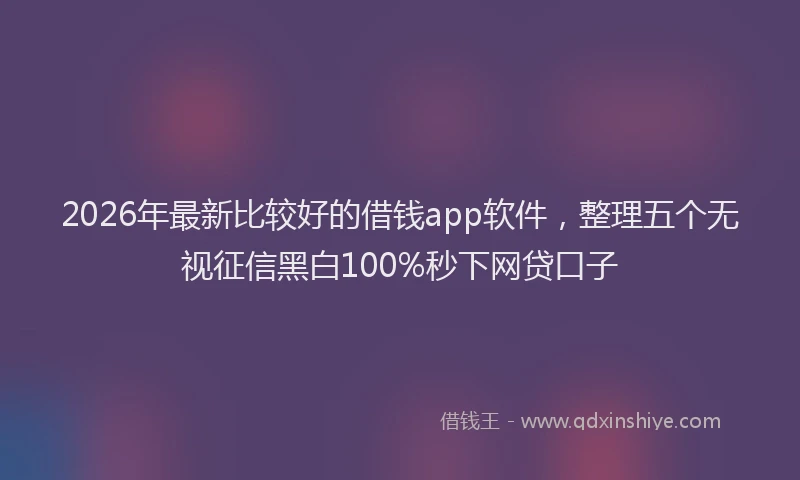 2026年最新比较好的借钱app软件，整理五个无视征信黑白100%秒下网贷口子