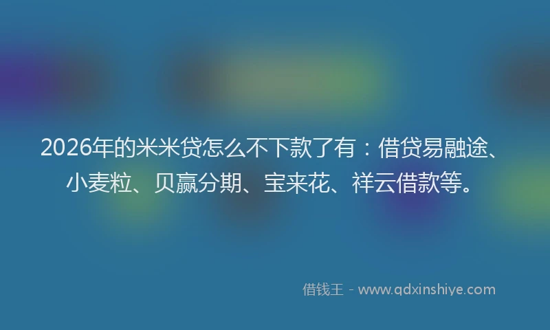 2026年的米米贷怎么不下款了有：借贷易融途、小麦粒、贝赢分期、宝来花、祥云借款等。