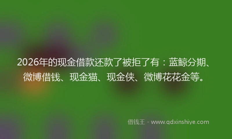 2026年的现金借款还款了被拒了有：蓝鲸分期、微博借钱、现金猫、现金侠、微博花花金等。