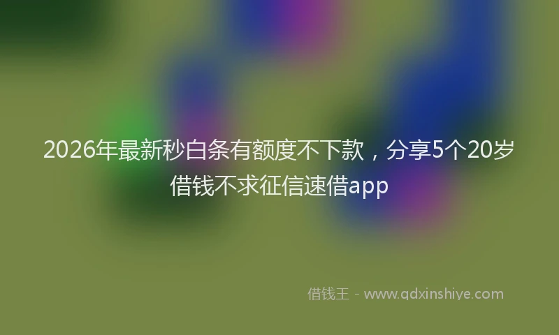 2026年最新秒白条有额度不下款，分享5个20岁借钱不求征信速借app