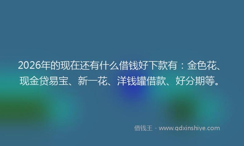 2026年的现在还有什么借钱好下款有：金色花、现金贷易宝、新一花、洋钱罐借款、好分期等。