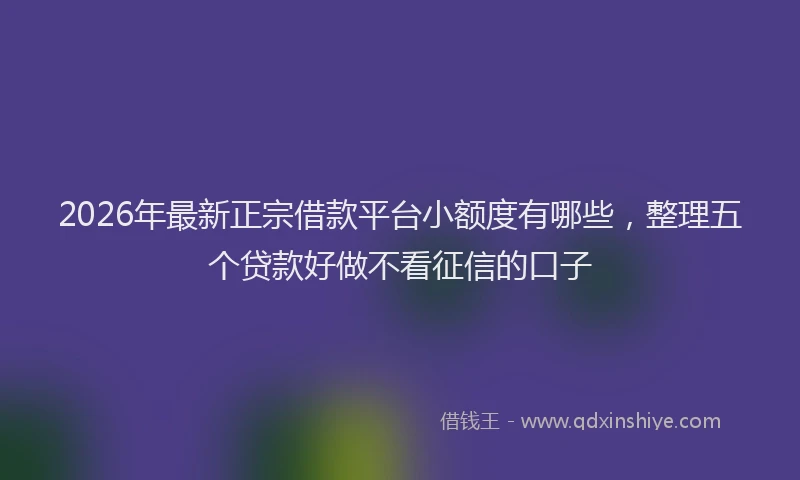 2026年最新正宗借款平台小额度有哪些，整理五个贷款好做不看征信的口子