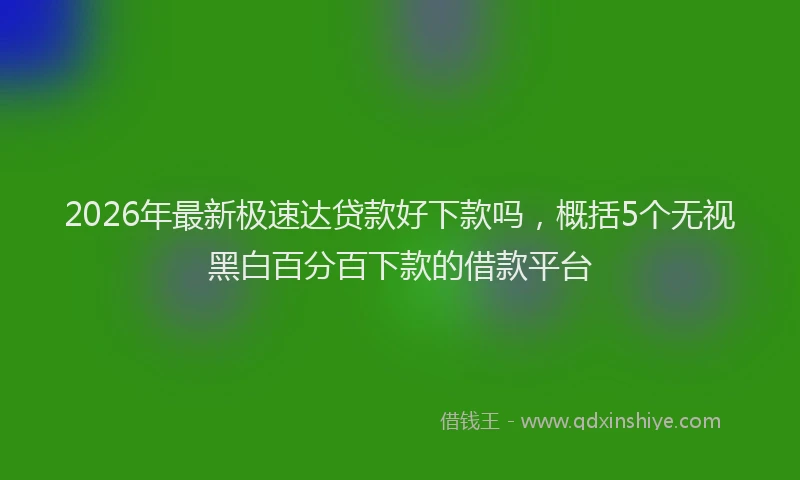 2026年最新极速达贷款好下款吗，概括5个无视黑白百分百下款的借款平台