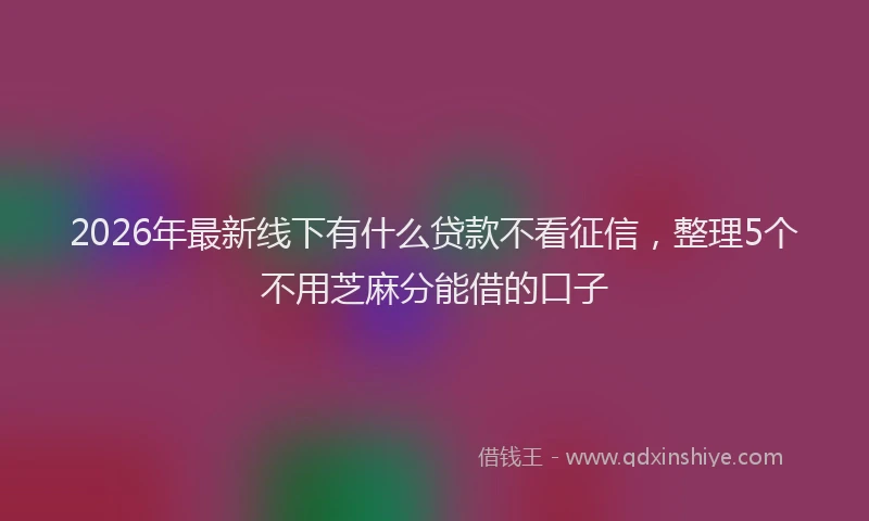 2026年最新线下有什么贷款不看征信，整理5个不用芝麻分能借的口子