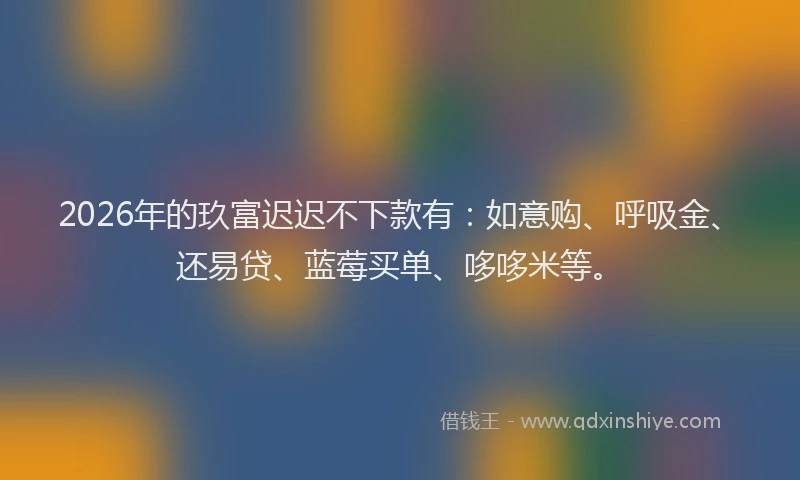 2026年的玖富迟迟不下款有：如意购、呼吸金、还易贷、蓝莓买单、哆哆米等。