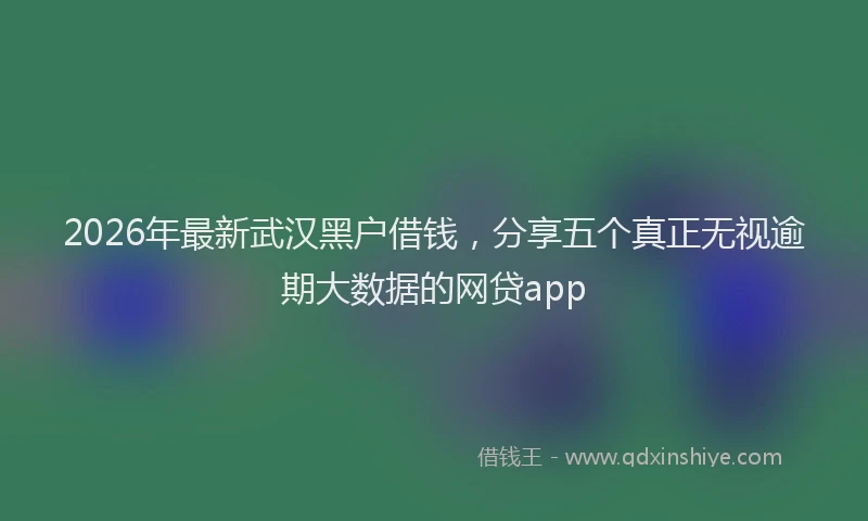 2026年最新武汉黑户借钱，分享五个真正无视逾期大数据的网贷app