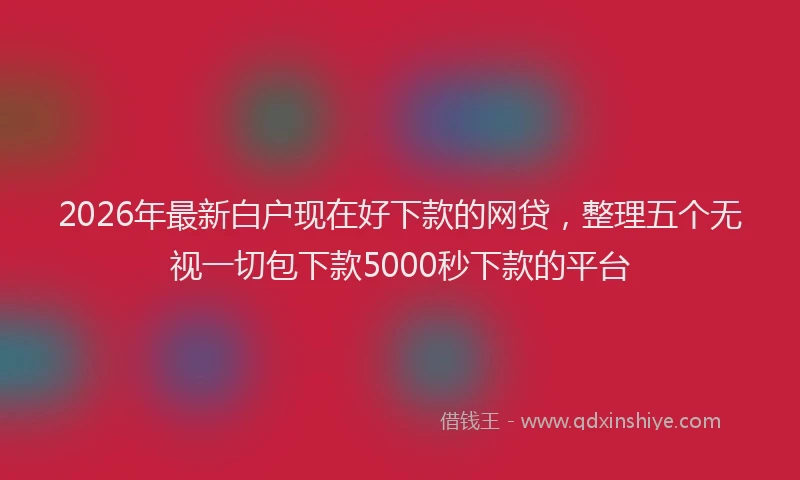 2026年最新白户现在好下款的网贷，整理五个无视一切包下款5000秒下款的平台