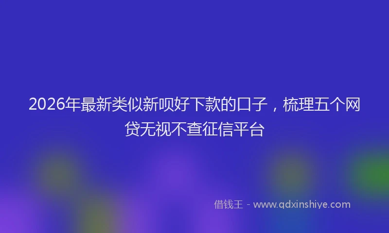 2026年最新类似新呗好下款的口子，梳理五个网贷无视不查征信平台