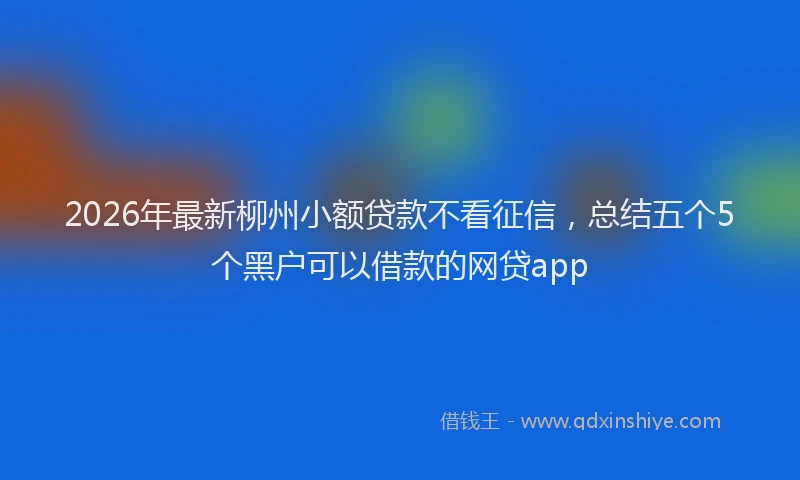 2026年最新柳州小额贷款不看征信，总结五个5个黑户可以借款的网贷app