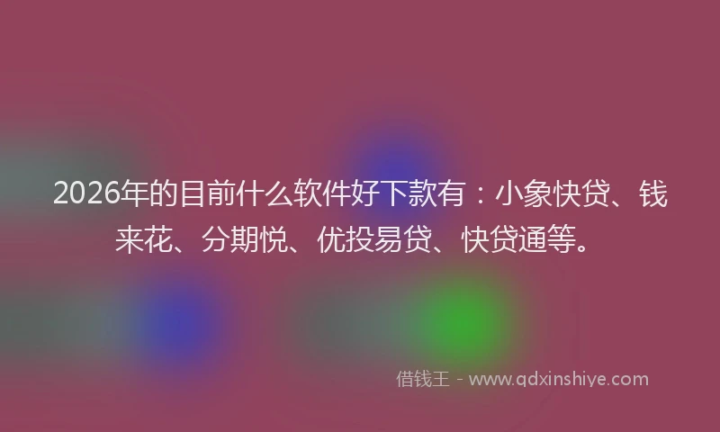 2026年的目前什么软件好下款有：小象快贷、钱来花、分期悦、优投易贷、快贷通等。