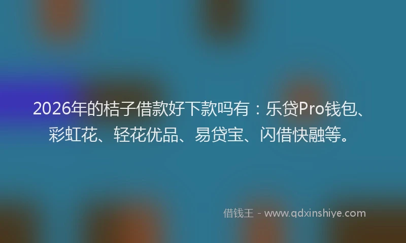 2026年的桔子借款好下款吗有：乐贷Pro钱包、彩虹花、轻花优品、易贷宝、闪借快融等。