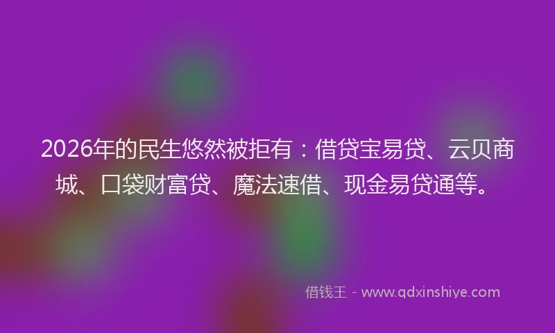 2026年的民生悠然被拒有：借贷宝易贷、云贝商城、口袋财富贷、魔法速借、现金易贷通等。