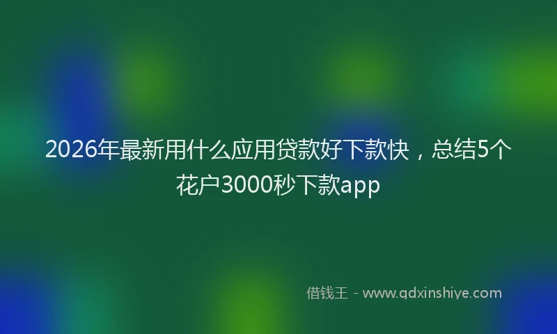 2026年最新用什么应用贷款好下款快，总结5个花户3000秒下款app