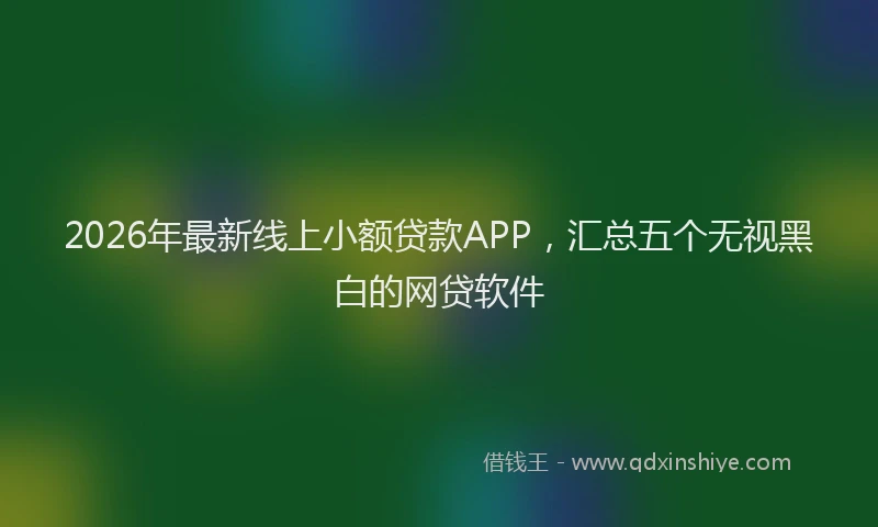 2026年最新线上小额贷款APP，汇总五个无视黑白的网贷软件
