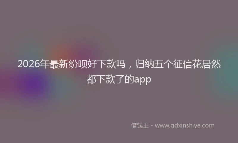 2026年最新纷呗好下款吗，归纳五个征信花居然都下款了的app