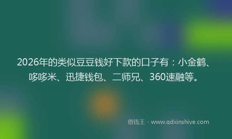 2026年的类似豆豆钱好下款的口子有：小金鹤、哆哆米、迅捷钱包、二师兄、360速融等。