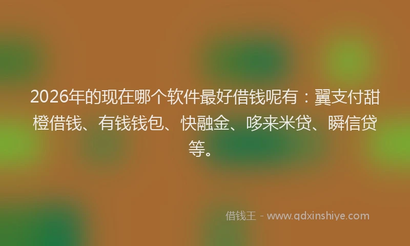 2026年的现在哪个软件最好借钱呢有：翼支付甜橙借钱、有钱钱包、快融金、哆来米贷、瞬信贷等。