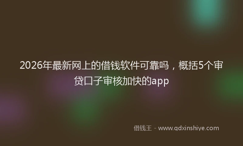 2026年最新网上的借钱软件可靠吗，概括5个审贷口子审核加快的app
