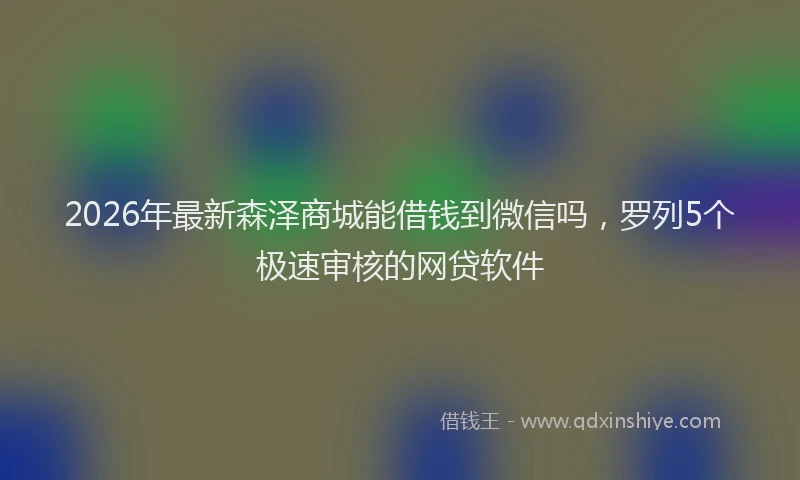 2026年最新森泽商城能借钱到微信吗，罗列5个极速审核的网贷软件