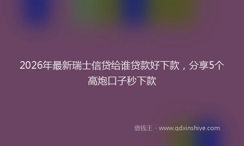 2026年最新瑞士信贷给谁贷款好下款，分享5个高炮口子秒下款