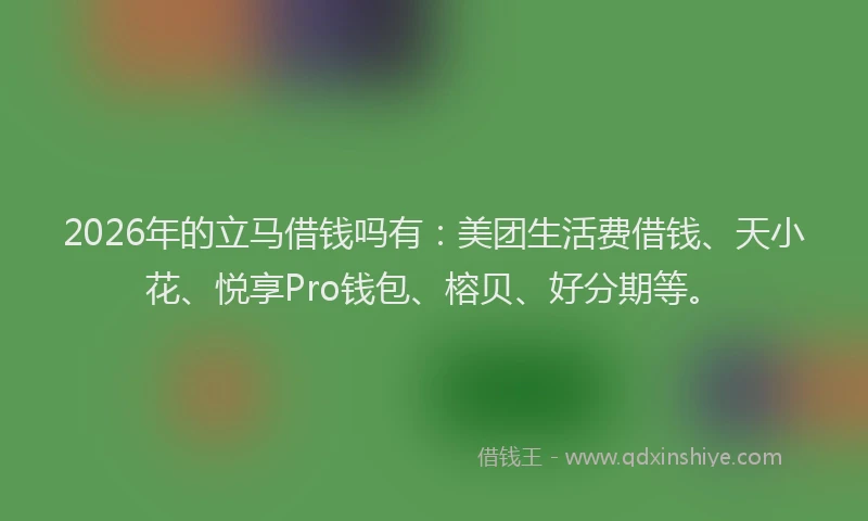 2026年的立马借钱吗有：美团生活费借钱、天小花、悦享Pro钱包、榕贝、好分期等。