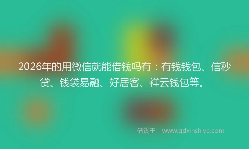 2026年的用微信就能借钱吗有：有钱钱包、信秒贷、钱袋易融、好居客、祥云钱包等。