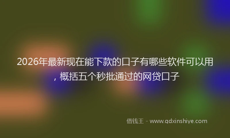 2026年最新现在能下款的口子有哪些软件可以用，概括五个秒批通过的网贷口子