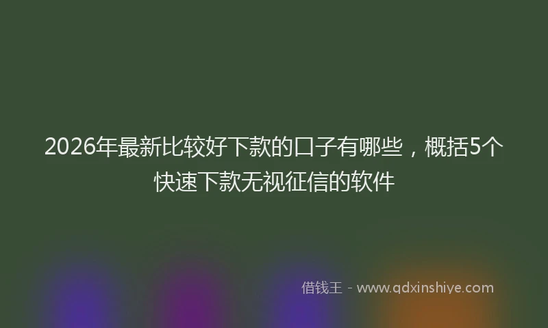 2026年最新比较好下款的口子有哪些，概括5个快速下款无视征信的软件