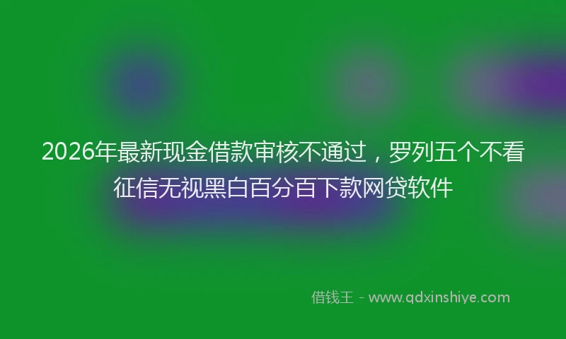 2026年最新现金借款审核不通过，罗列五个不看征信无视黑白百分百下款网贷软件