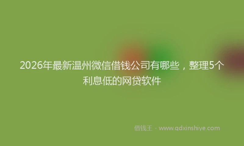 2026年最新温州微信借钱公司有哪些，整理5个利息低的网贷软件