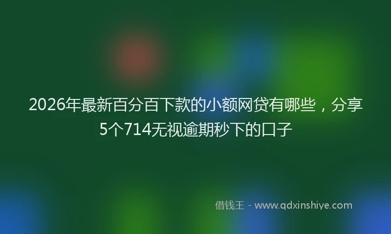 2026年最新百分百下款的小额网贷有哪些，分享5个714无视逾期秒下的口子
