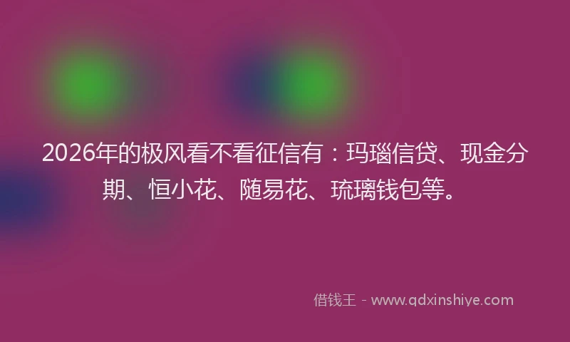 2026年的极风看不看征信有：玛瑙信贷、现金分期、恒小花、随易花、琉璃钱包等。