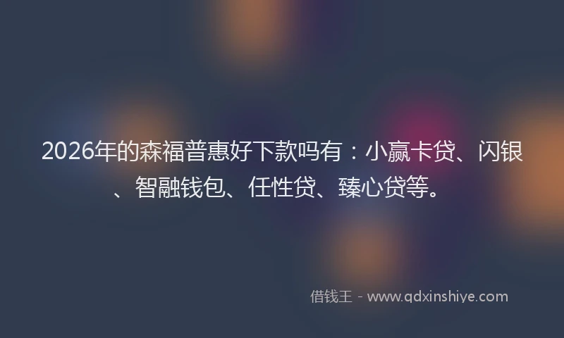 2026年的森福普惠好下款吗有：小赢卡贷、闪银、智融钱包、任性贷、臻心贷等。