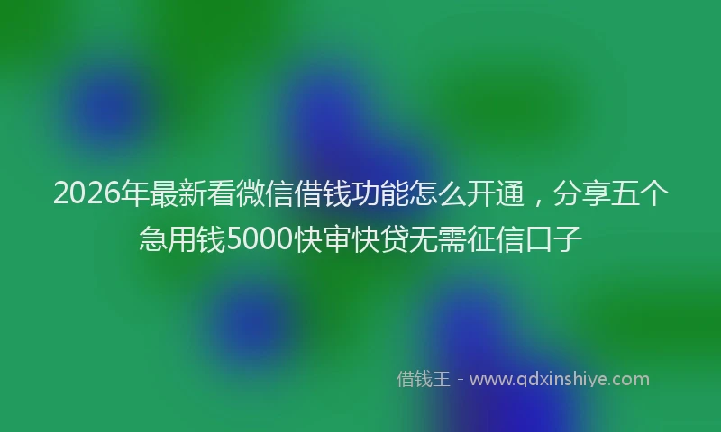2026年最新看微信借钱功能怎么开通，分享五个急用钱5000快审快贷无需征信口子