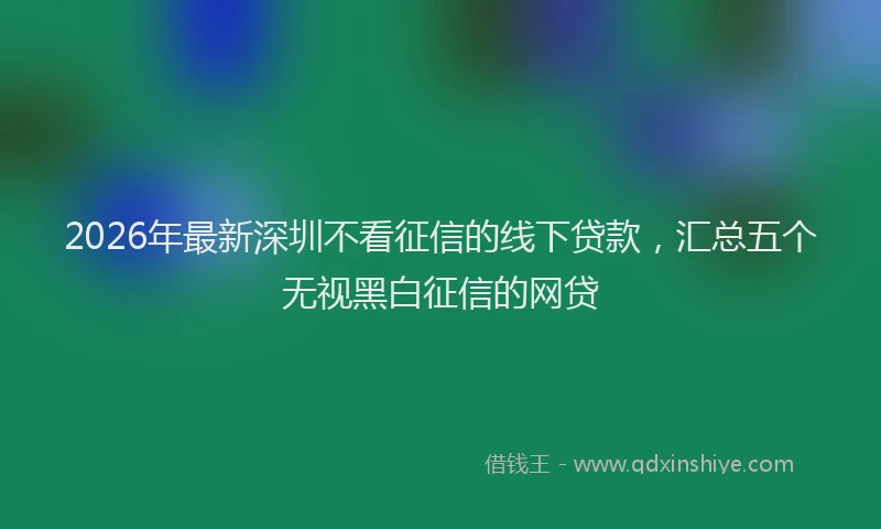 2026年最新深圳不看征信的线下贷款，汇总五个无视黑白征信的网贷