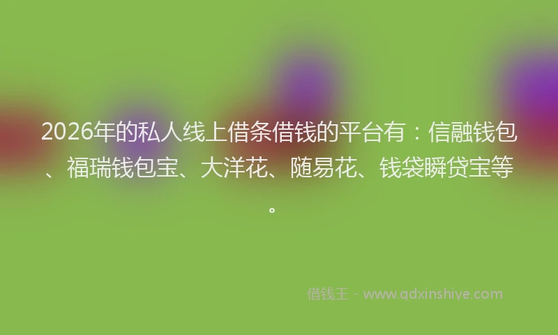 2026年的私人线上借条借钱的平台有：信融钱包、福瑞钱包宝、大洋花、随易花、钱袋瞬贷宝等。