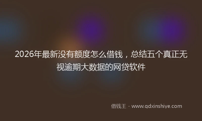 2026年最新没有额度怎么借钱，总结五个真正无视逾期大数据的网贷软件